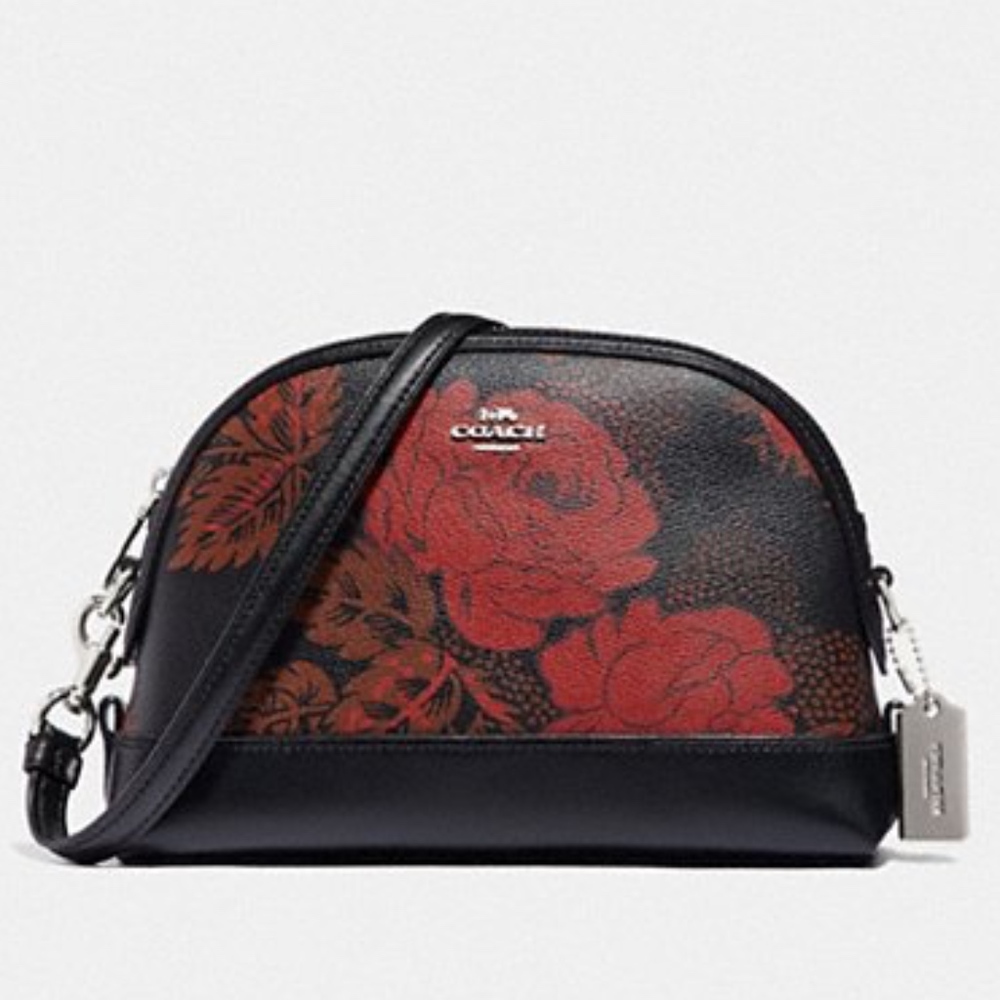 Coach Dome Crossbody with Thorn Roses Print